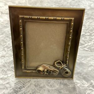 Vintage Elegant Bronze Photo Picture Frame with Baby Shoes MCM 80’s 90’s Nursery